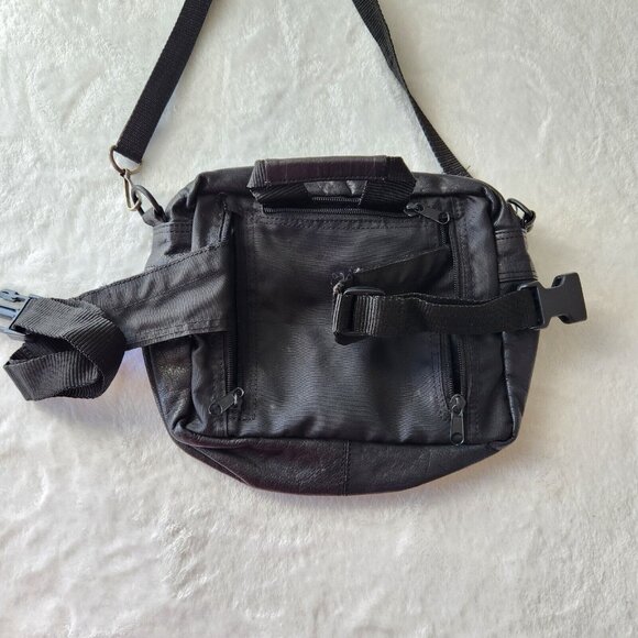 Vintage Wilsons Leather Convertible Purse Black Crossbody Fanny Belt Bag 90s Y2K - Picture 6 of 16